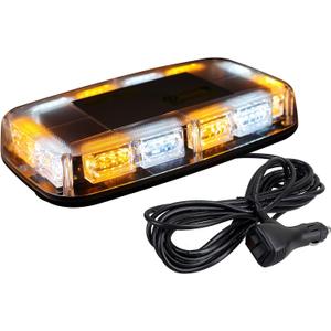 ASPL [Upgraded 5] 48LED Roof Top Strobe Lights, High Visibility Emergency Safety Warning LED Mini Strobe Light bar with Magnetic Base for 12-24V Snow Plow, Trucks, Construction Vehicles (Amber/White)