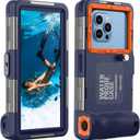 Underwater Diving Snorkeling Phone Case, IP68 Professional 50ft 15m Waterproof Outdoor Cellphone Case Photo Video Cover with Lanyard for iPhone 17 Pro Max Galaxy Moto All Series, Blue