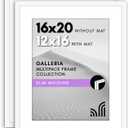 Americanflat 16x20 Picture Frame with Polished Plexiglass - Set of 2 - Use as 12x16 Frame with Mat or Display 16x20 Photo Without Mat - Galleria Collection - Picture Frames for Wall Display - White