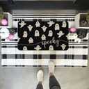 Mloabuc Happy Halloween Door Mat Outdoor Black Witchy Doormat Halloween Welcome Mats for Front Kitchen Mat Outdoor Indoor Heavy Duty Non-Slip Rubber Back, 17 x 30 Inch (1'5" x 2'6" (Rectangular), Spooky)