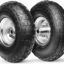 10-Inch Replacement Tire and Wheel 4.10/3.50-4" - 10 Pneumatic Utility Tires for Cart, Dolly, Hand Truck, Generator, Lawnmower, Garden Wagon with 5/8 Axle Bore Hole - Double Sealed Bearings (2 pack)