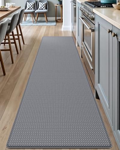 DEXI Kitchen Rug Anti Fatigue, Non Skid Cushioned Comfort Standing Kitchen Mat Waterproof and Oil Proof Floor Runner Mat, Easy to Clean, 23"x94", Grey