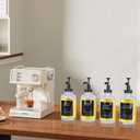 Coffee Bar Accessories Coffee Syrup Dispenser with Labels,500ML Glass Dispenser Syrup Pump Dispenser(4pc Black)