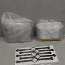 NPLUX 50 Pack Mini Cake Pans with Lids and Spoons Gold Rectangular Aluminum Foil Baking Pans Mini Cheesecake Containers(6.8oz) (Glod)