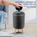 Pukomc Smart Sensor Wastebasket, Convenient and Hygienic Easy to Use, Technology Sensor Waterproof Wastebasket Plastic Trash can for Kitchen, Bathroom, Bedroom, Living Room, Office and Outdoor Black, Size: 1 Pack,  8''L×8''W×16.3''H, 2.6 Gallons