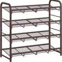 SONGMICS Stackable Shoe Rack, 4 Tier Metal Shoes Rack Storage Shelf, Holds up to 16 Pairs Shoes, Adjustable Slanted Shelves Tower Organizer for Closet Entryway Small Spaces, Bronze