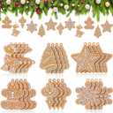 Soaoo 24 Pcs Gingerbread Cookie Ornaments, Gingerbread Ornaments for Christmas Tree, Mini Snowflake Reindeer Hanging Christmas Decorations for Xmas Tree Winter Holiday Crafts, 6 Designs