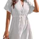 Blooming Jelly Women's Swimsuit Cover Ups Button Down Bathing Suit Coverups Bikini Beach Dress for Swimwear (Medium, White)
