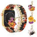 Halloween Beaded Bracelet Band Compatible with Apple Watch Band 41mm 40mm 38mm Handmade Beaded Charm iWatch Band for Apple Watch Ultra2/ Ultra Series 10/ 9/ 8/ 7/ 6/ 5/ 4/ 3/ 2/ 1 SE