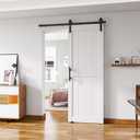 ALAMEDADT 32''x84'' Sliding Barn Door with 6 Ft Barn Door Hardware Kit& Handle& Floor Guides,Pre-Drilled Holes Easy Assembly - Include Installation Manual, Water-Proof PVC Surface, H-Frame, White