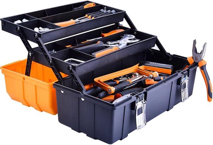 16Inch ThreeLayer Plastic Storage Box/Tool Box/Sewing Box Organizer, Multipurpose Organizer and Portable Handled Storage Case for Art Craft and Cosmetic