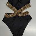 Milumia Women's Stitch Detail Strapless One Piece Swimsuit Cut Out Bandeau Bathing Suit (Black, XS)