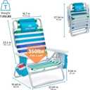 Beach Chair, Beach Chairs for Adults,Outdoor Folding Beach Chairs for Adults, Supports up to 350lbs with 5 Positions, Towel bar, Cooler Pouch, Storage Pouch.