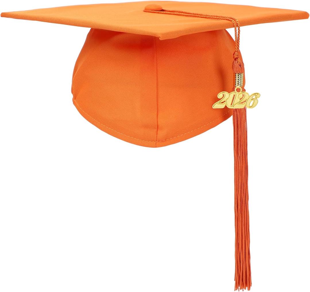 Newrara Graduation Unisex Matte Adult Graduation Cap with Tassel (Orange)