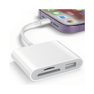 SD Card Reader for iPhone, Memory Card Reader with USB Camera Adapter Plug and Play Trail Game Camera Viewer Supports SD and TF Card MicroSD Card Adapter for iPad No App Required