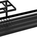 Toothbrush Holders for Bathroom 4 Slots Tooth Brushing Organizer Metal Electric Toothbrush Holder with Removable Drainage Tray Practical Tooth Brushing Holder for Home Counter Washroom(Black)