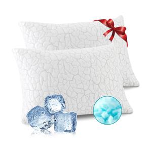 Cooling Pillows Queen Size Set of 2 Shredded Memory Foam Pillows for Side Back Stomach Sleepers, TwoSided Cool Adjustable Firm or Soft Bed Pillow Luxury Gel Neck Pillow for Neck Shoulder Pain Relie