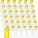 Thenshop 36 Pcs Honey Bear Bottle,Plastic Honey Squeeze Bottle,Honeybear Squeeze Jars,Cute Empty Container with Yellow Flip Lid for Syrup Sauce,Juice Storing and Dispensing, Transparent(240 Ml/ 8 oz)