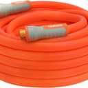 YAMATIC Heavy Duty Garden Hose 5/8 in x 50 ft with Swivel Fitting, Super Flexible Water Hose, All-weather, Lightweight, Burst 600 PSI (50' (feet) Male to Female with Swivel, Orange)