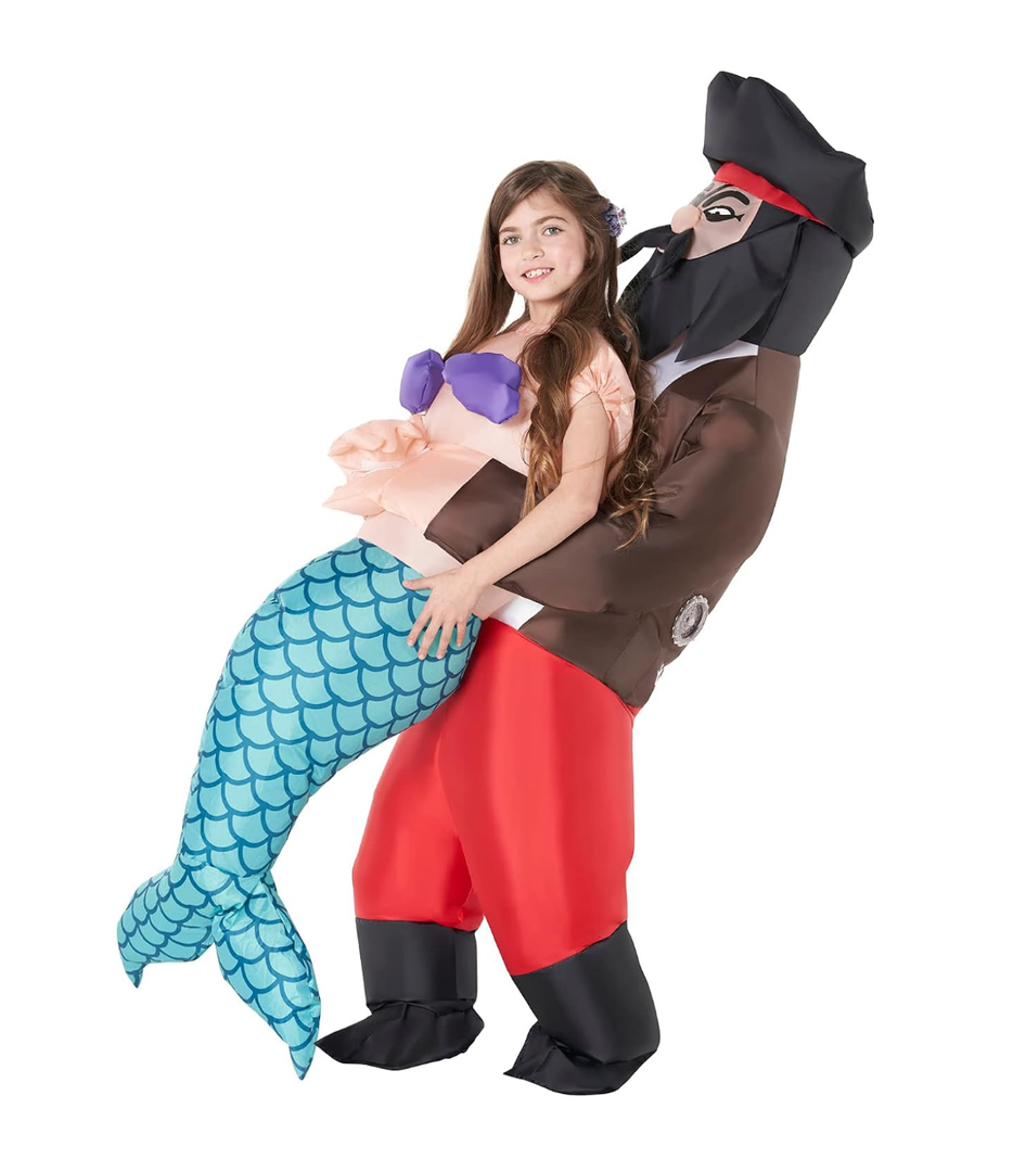 Morph Inflatable Mermaid Costume Kids, Blow Up Pirate Costume Children, Mermaid Inflatable Costumes for Girls