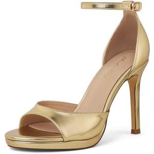 Elisabet Tang Woman's Round Open Toe Ankle Strap Heeled Platform Sandals Stiletto High Heel Sandal Dressy Sexy Wedding Party Shoes,Size 8