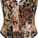 Women Vintage Renaissance Croset Tops Lace Up Boned Underbust Bustier Costume Pirate Victorian Cincher Top, Small