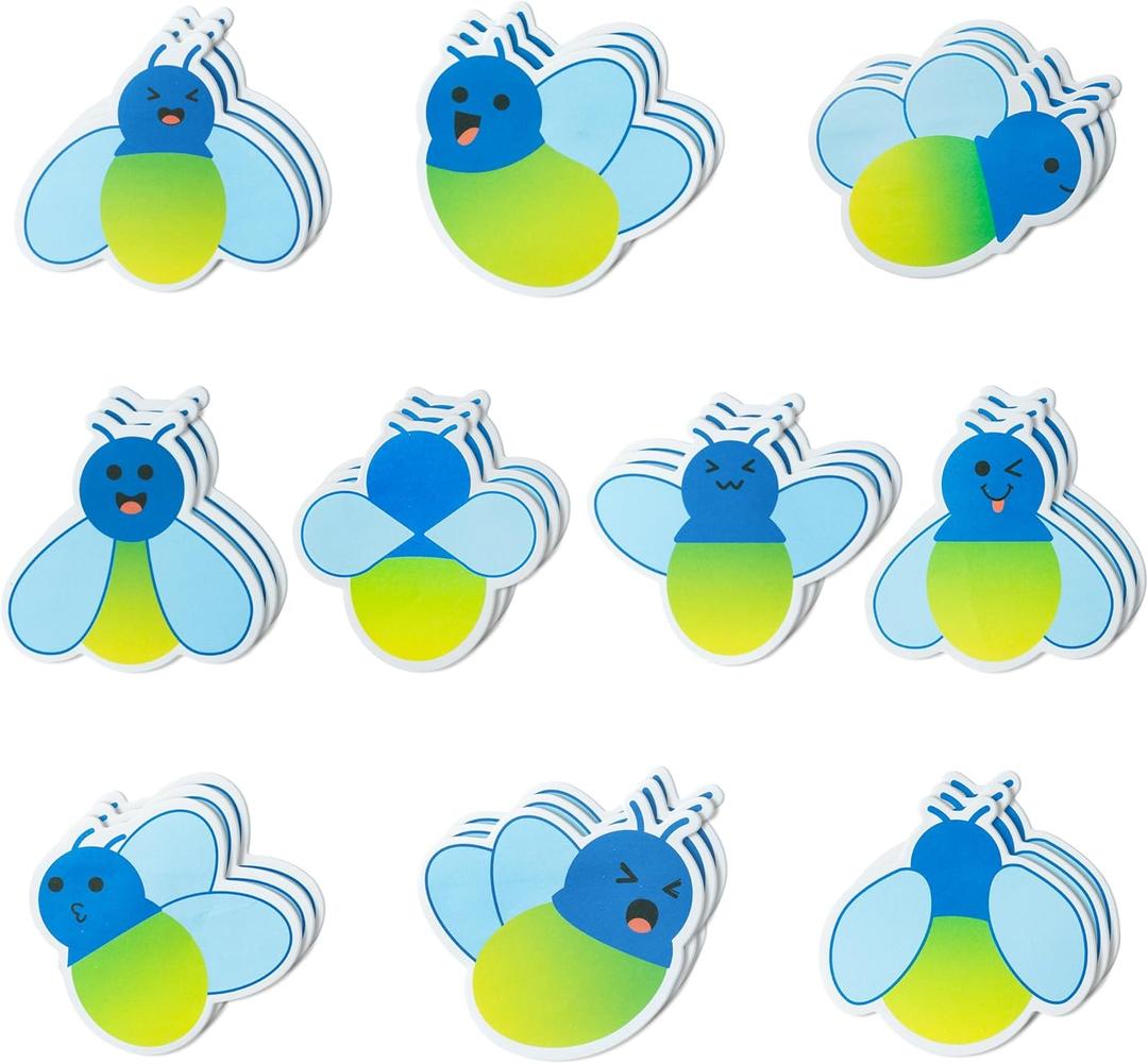 2 x ANGOLIO Cute Firefly Sticky Notes 600 Sheets Spring Easter Insect Animals Firefly Shape Sticky Notes Pads Cartoon Memo Self Adhesive to Do List for School Office Classroom Home Student Supplies