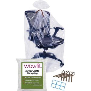 Wowfit 5 CT 45x65 inches Extra Large Clear Plastic Bags Perfect for Car Seat, Luggage, Suitcase, Stroller, Chair, Kids Bike and Attic Storage (3 Mil Flat Bags)