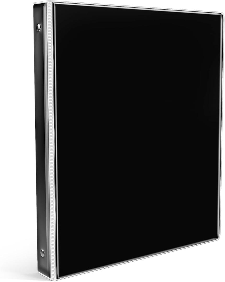 Eyrozill Cute 3 Ring Binder 1 Inch, Letter-Size PVC Cover (Black) | Water-proof, 2 Inner Pockets, Heavy Duty School Office Organizer, Recipe Binder