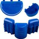Plastic cage cup feeder halfmoon shape Blue, 24 Pieces. Chicken, pigeon, bird, rabbitt, hamster, guinea pig, small pets. With hangers.