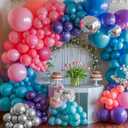 6 x Pink Blue Purple Balloons, 12 Inchs Blue Pink Metallic Silver Cartoon Theme Balloons for Kids Birthday Hawaii Tropical Party Supplies Video Gaming Baby Shower Party Decorations
