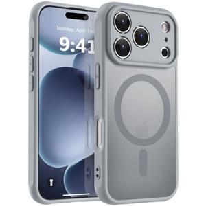 MOCCA Magnetic for iPhone 17 Pro Case, (Compatible with Magsafe) (16FT Military Grade Protection) Full Camera Protection Anti-Fingerprint Slim Translucent Matte Phone Cover 6.3",Titanium Gray