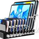 100W 10-Port Smart Charging Station | 5 USB-A & 5 USB-C Ports | Organized Design for Cellphones, Tablets, Watches & More (Black)