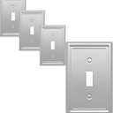 OKAWYC Single Toggle Light Switch Cover Luca Metal Wall Plate, 4-Pack Brushed Nickel 1 Gang, Light Switch Cover Decorative Wallplate, Durable