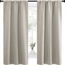 NICETOWN Blackout Curtains for Living Curtains, Room Darkening Window Curtain Panels, Easy-Care Solid Thermal Insulated Draperies/Drapes for Daughter Room (Natural, 2 Panels, 34 by 63)