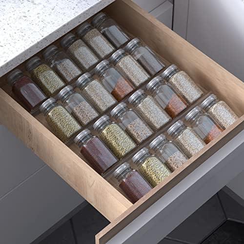 Jadehom 19 x 13 Inches Spice Drawer Organizer, 4 Tier Clear Acrylic Expandable In-Drawer Seasoning Jars Rack, Kitchen Drawer Spice Insert Tray for Cabinet/ Countertop