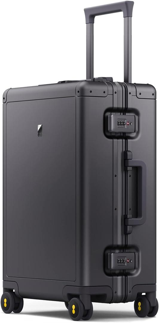 LEVEL8 Gibraltar Aluminum Zipperless Luggage 20 Inch, Hardside Carry on Suitcases with Wheels Tsa Lock, 8 Spinner Wheels, Dark Grey