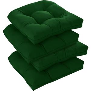 downluxe Outdoor Chair Cushions Set of 4 for Patio Furniture, Waterproof Tufted Overstuffed Patio Furniture Cushions, Memory Foam Outdoor Seat Cushion, 19" X 19" X 5", Forest Green