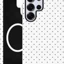 Compatible with MagSafe Polka Dot Phone Case for Samsung Galaxy S25 Ultra, Cute Aesthetic Polka Dot Magnetic Soft TPU and Hard PC Protective Phone Cover for Women Girls - White