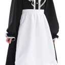 Nuoqi Pioneer Dresses for Girls 1800s Victorian Dress Colonial Costume Prairie Dress (Large, Black)
