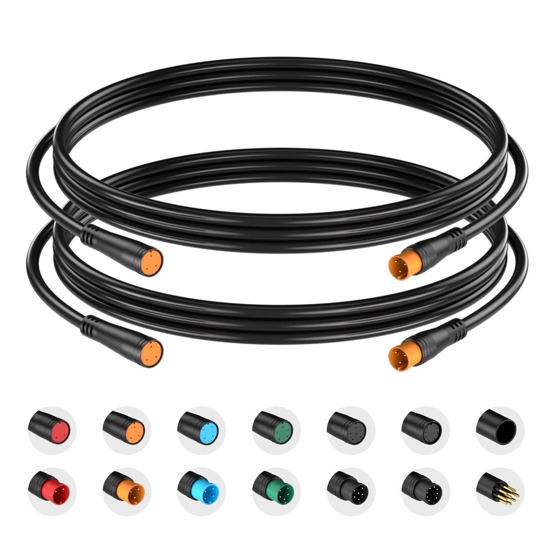 Extension Cable 2Pin/3Pin/4Pin/5Pin/6Pin/8Pin/9Pin Waterproof Plug Works for Electric Bicycle Light/Throttle/Ebrake/Display Ebike Parts Extend Cable (3pin 50cm) (3pin Female to Male)