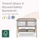 Delta Children Bondi Beechwood Twin Bassinet with PureAir Breathable Mesh Sheet and FSC-Certified Wood, Tan
