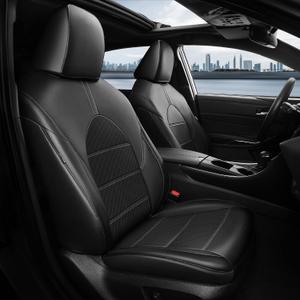 Custom Fit Seat Covers for Toyota Camry 2018-2024 LE/SE/SE Nightshade - Premium Faux Leather Full Set with 4-Layer Waterproof Protection,Black Not for Hybrid
