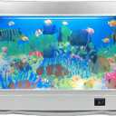 Fake Motion Fish Tank Mini Aquarium, Artificial Tropical Decorative Lamp Night Light with Moving Fish, Gift for Kids(US Plug)