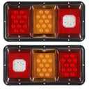 Partsam 2x LED Triple Tail Lights 45 LEDs Rectangle Vertical Horizontal Mount LED Trailer Truck Camper RV Stop Turn Tail Lights Backup Reverse Taillights w Gasket Black Base Amber/Red/Clear Lens 12V