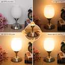 Boncoo Small Touch Lamp for Bedroom Nightstand, 3-Way Dimmable Bedside Lamps Opal Glass Desk Lamp Silver Base, Tiny Table Lamp for Small Spaces Ambient Lighting for Living Room, E12 Bulb Included