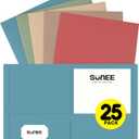 SUNEE Folders with Pockets(25 Pack, Retro Colors), 2 Pocket Folders Fit Letter Size Paper, Paper File Folder for School Office Home Bussiness (Multicolored)