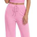 Rooscier Women's 2 Piece Outfits Lounge Sets Short Sleeve Crop Tops and Wide Leg Pants Tracksuit Sets (Pink) XSmall