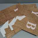 Burlap Print Baby Shower Boxes for Gender Reveal Party Gender Neutral Baby Shower Centerpiece Decor - 4 Pcs Burlap Grain Baby Cubes Baby Blocks with Letters, Rustic Baby Shower Decorations