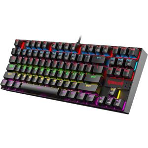 Redragon K552 Mechanical Gaming Keyboard, 87-Key Compact, LED Gaming Keyboard with Red Switches, Anti-Ghosting, Metal Frame for PC Gaming & Typing, Beginner-Friendly (Black)